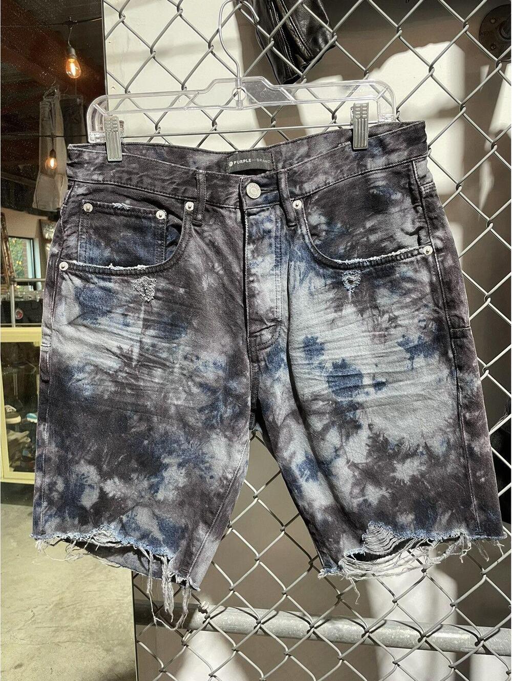 Purple brand denim shorts distressed dyed